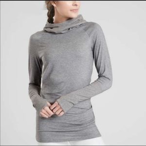 Athleta Grey Hooded Essential Tunic Top